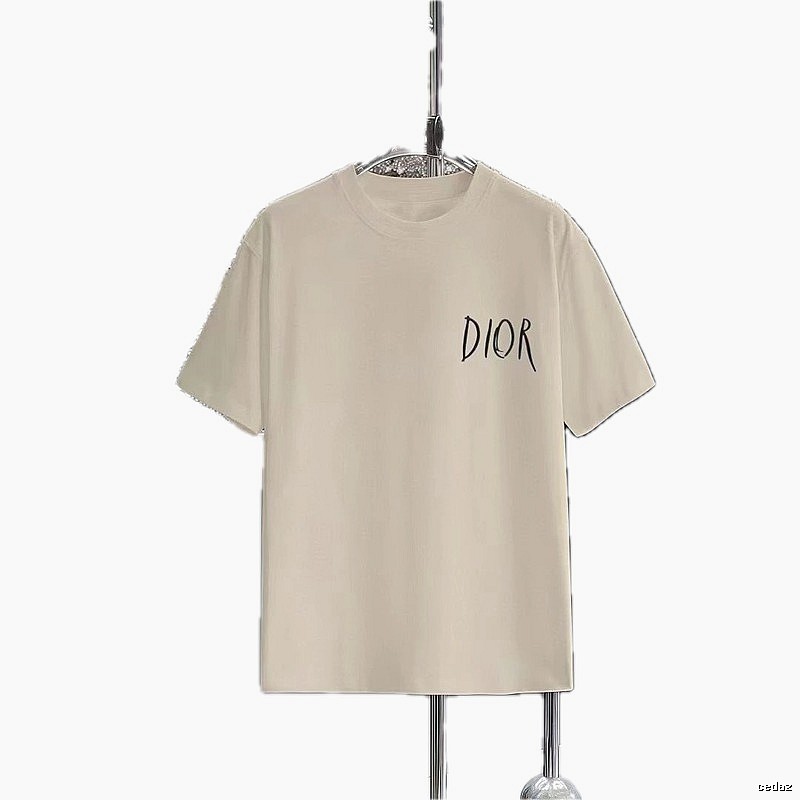 Dior Hand-painted Minimalist Off-white Casual Short-sleeve T-shirt