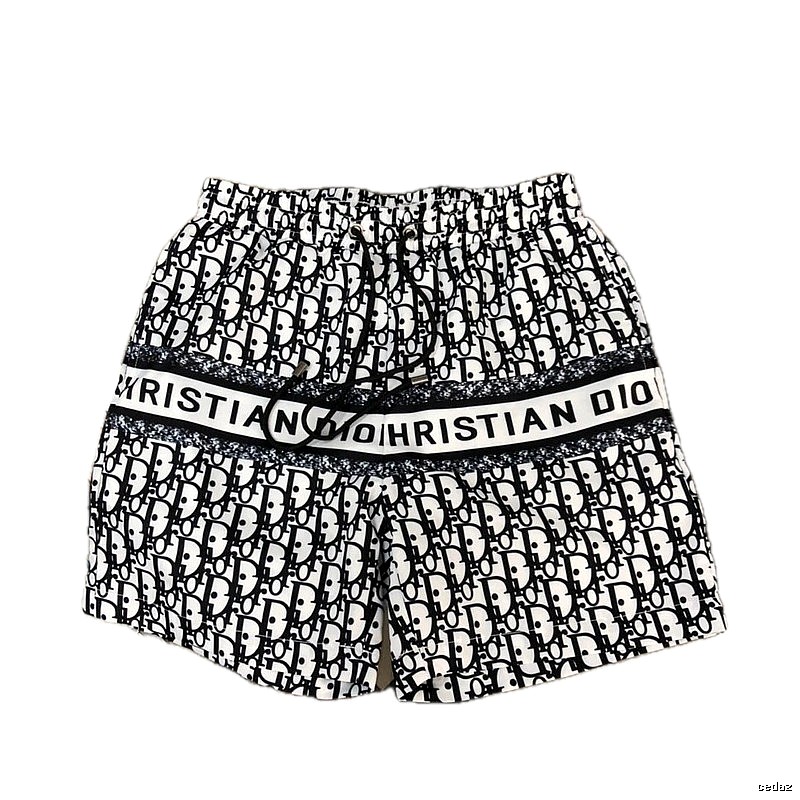 Dior Monogram All-over Print Light Luxury Style Black and White Shorts