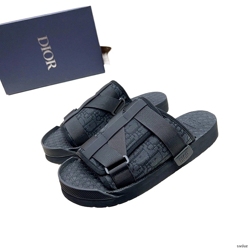 Dior Oblique Casual Style Black Slide Sandals
