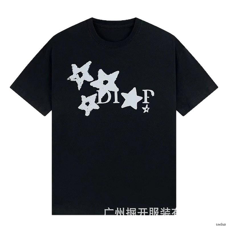 Dior Star Print Street Style Black T-Shirt