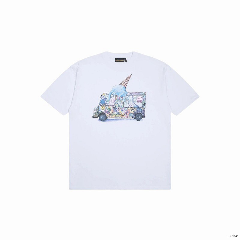 DREW Graffiti Style Ice Cream Truck White Short Sleeve T-shirt