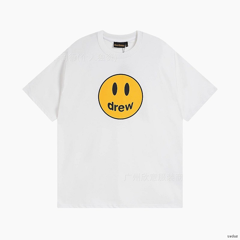 DREW Smiley Series Casual Style White Short-sleeve T-shirt