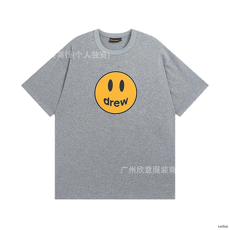DREW Smiley Series Street Style Gray T-shirt