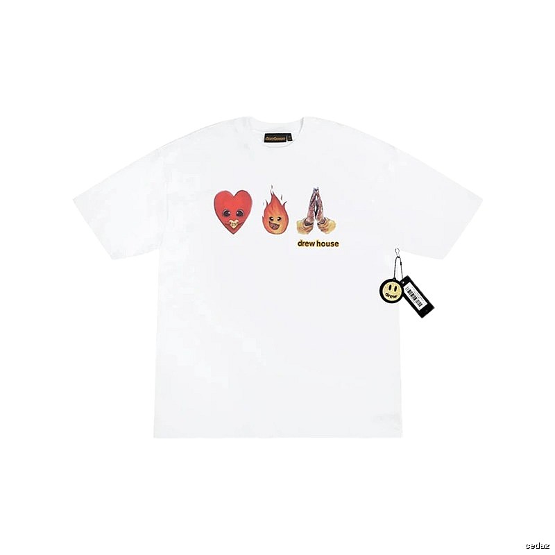 DrewHouse Heart Flame Print Street Style White T-shirt