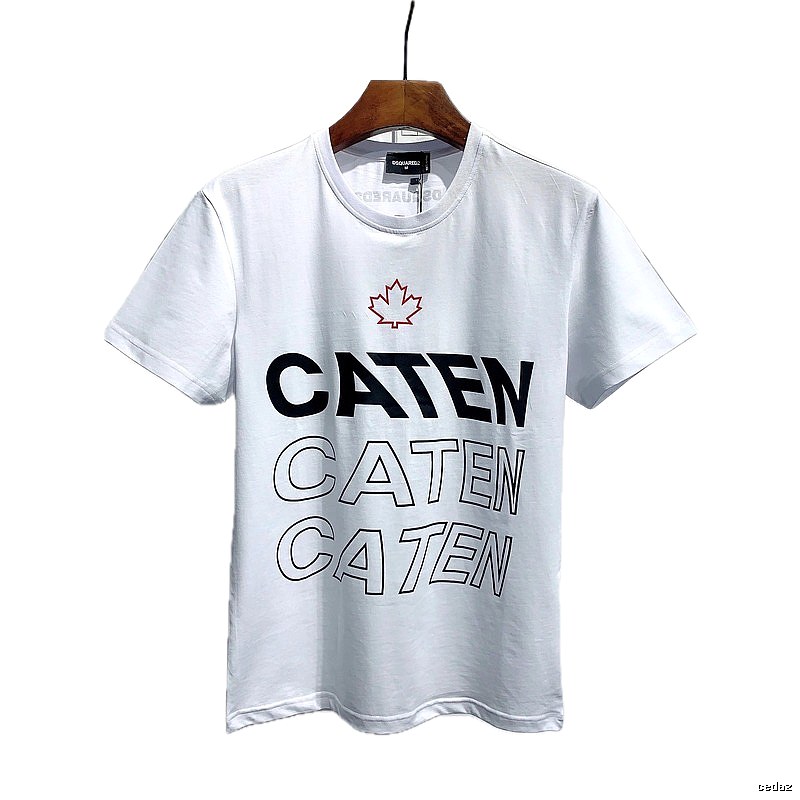 DSQ CATEN Letter Print Trendy Brand White Short Sleeve T-Shirt