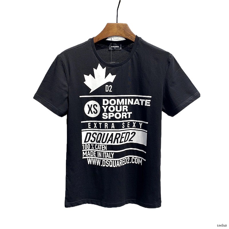 DSQ Maple Leaf Print Trendy Black Short-sleeve T-shirt