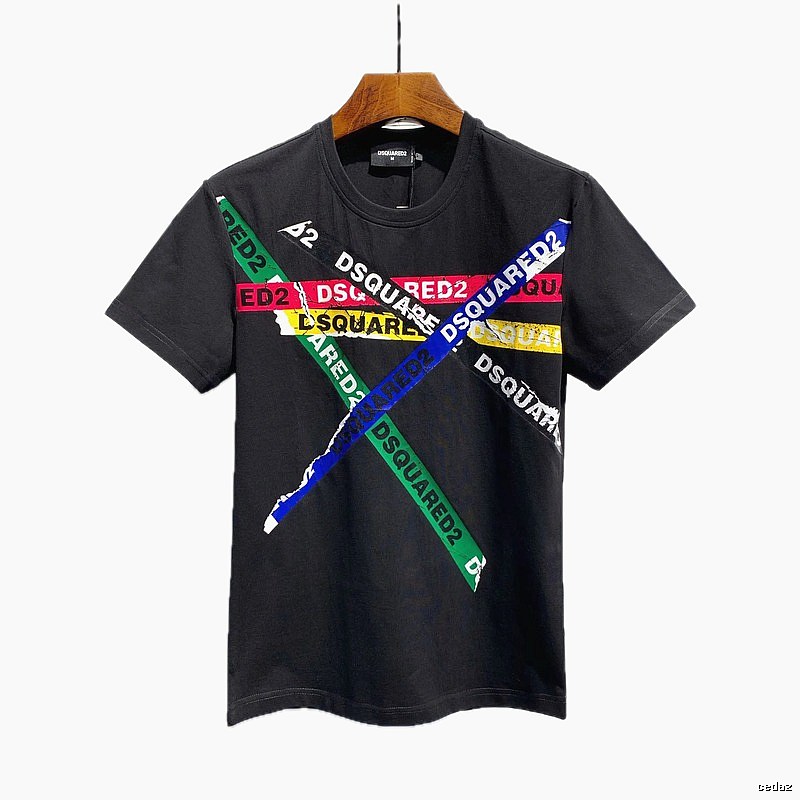 DSQ2 Cross Print Street Style Black T-Shirt