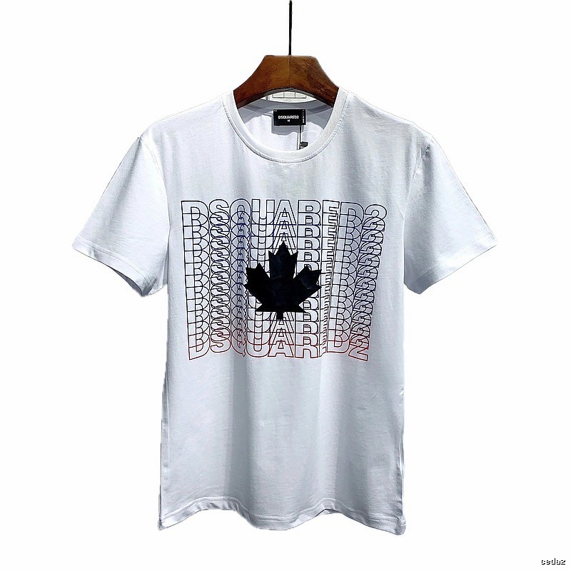DSQUARED2 Maple Leaf Printed Streetwear White Short-sleeve T-shirt