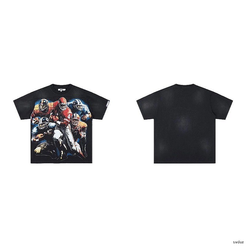 DUAA Rugby Print Retro Black T-Shirt