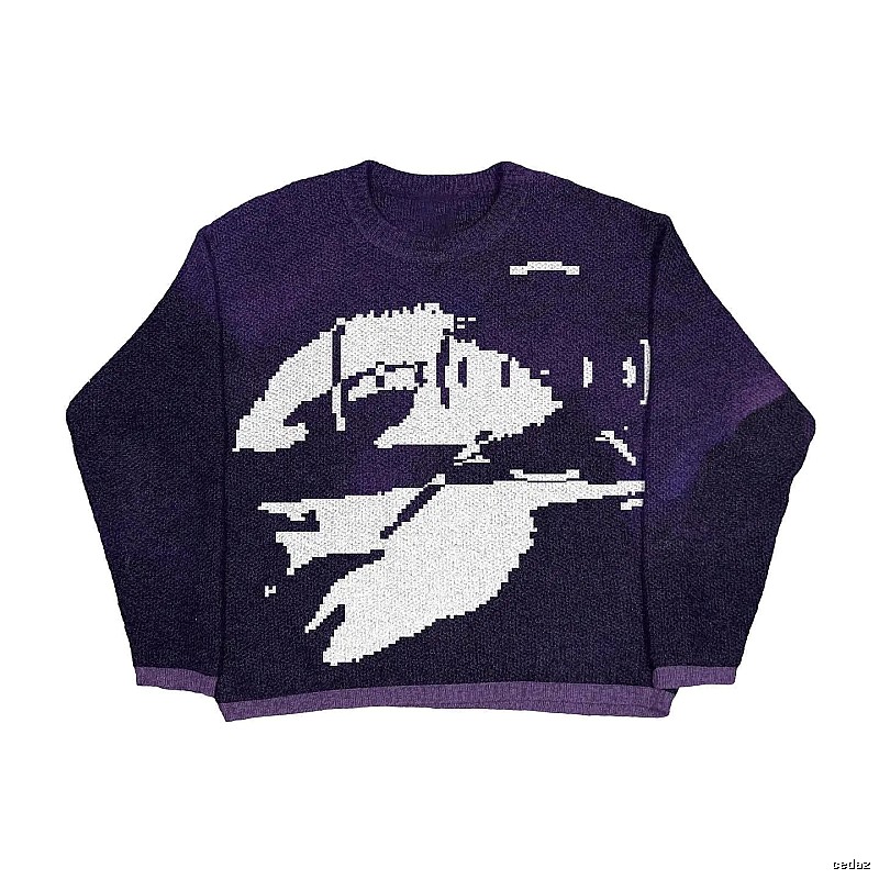 Easy Match Anime graphic sweater Black Knit Top for Leisure Wear