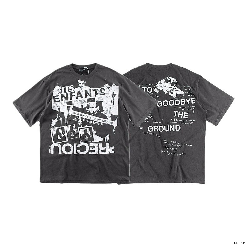 ERD GRJKD Printed Dark Style Charcoal Gray T-Shirt