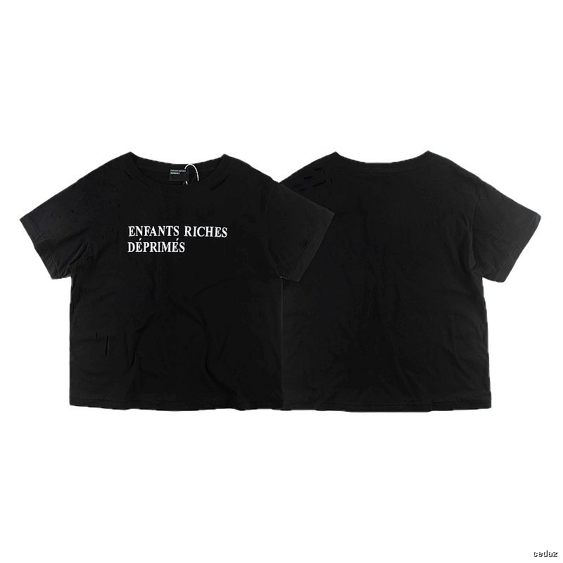 ERD Letter Print Dark High Street Black Short Sleeve T-shirt