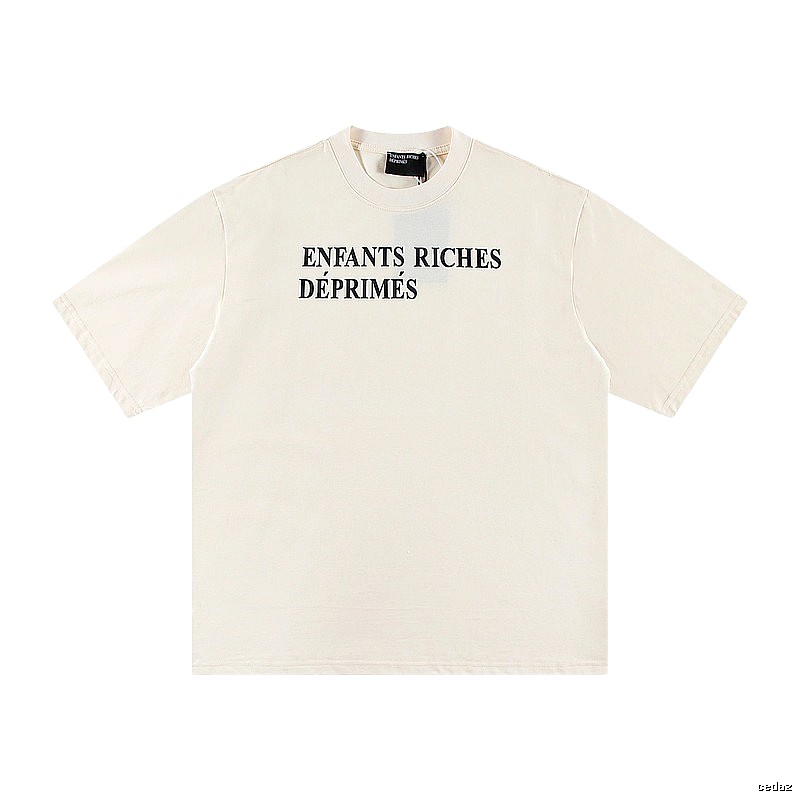 ERD Letter Print Minimalist Style Off-white Short-sleeve T-shirt