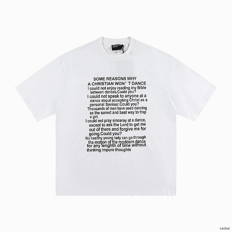 ERD Slogan Print Street Style White T-Shirt
