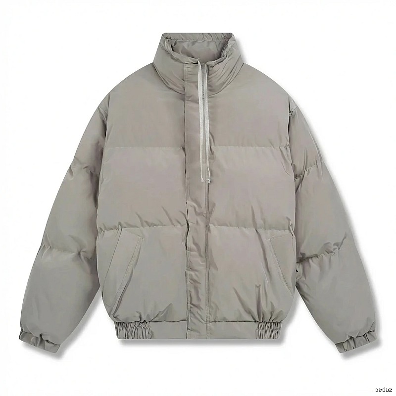 ESSENTIALS cotton-padded coat, simple style, gray