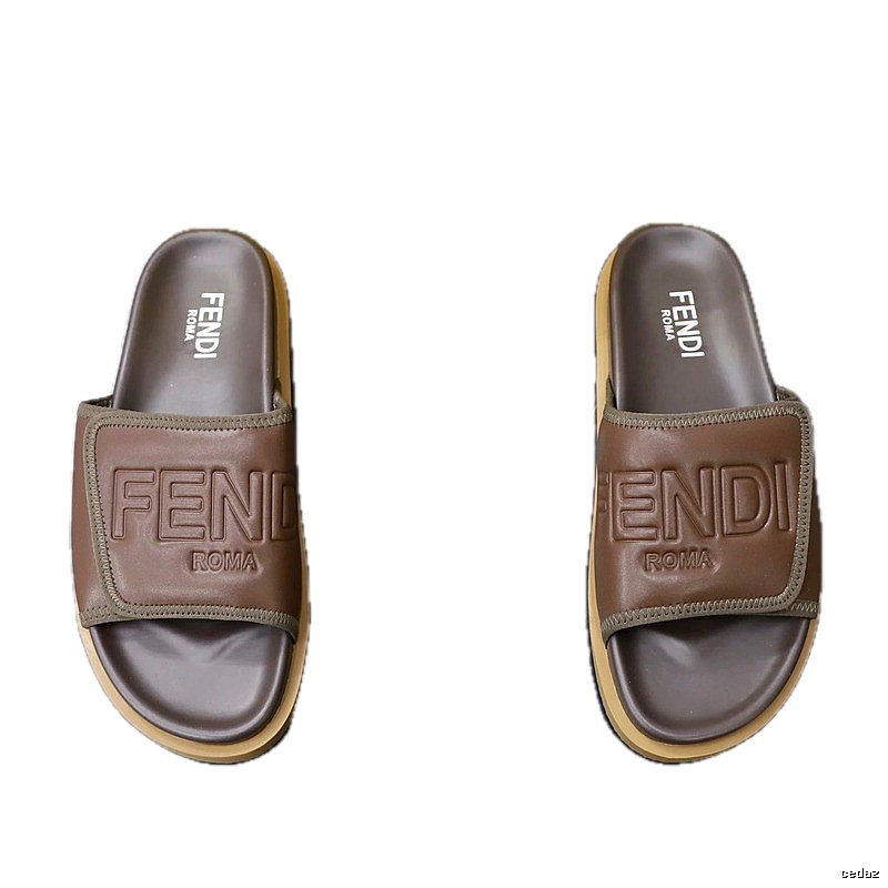 Fendi Roma Light Luxury Style Brown Slides