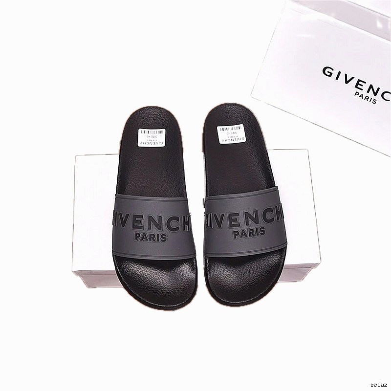 Givenchy Embossed Logo Minimalist Style Black Slide Sandals