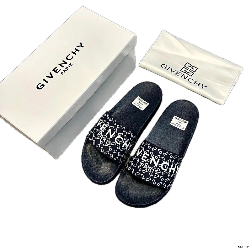 Givenchy Monogram All-over Print Trendy Navy Blue Slide Slippers