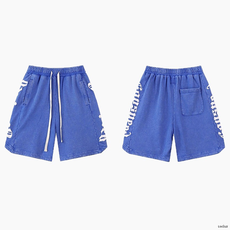 Godspeed Gothic Print Street Style Blue Shorts