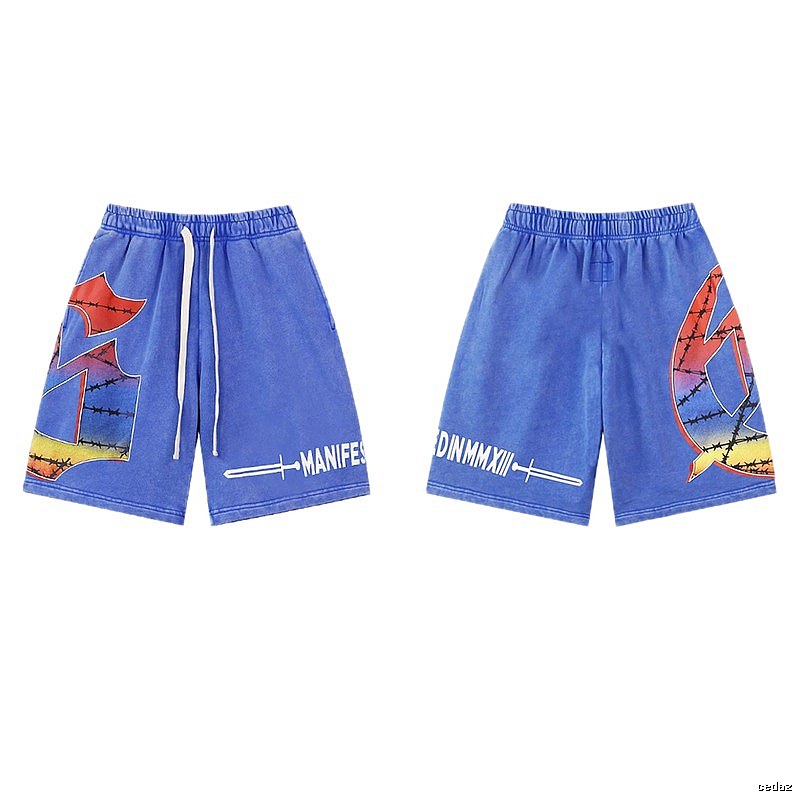 Godspeed Printed Street Style Blue Shorts