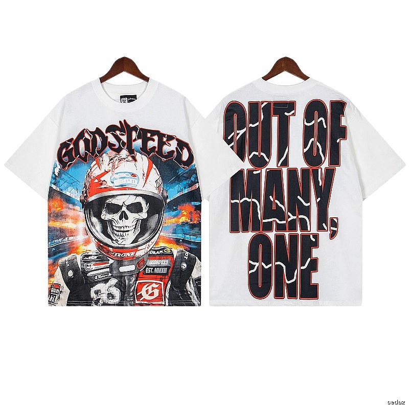 Godspeed Skull Racing Street Style White T-shirt