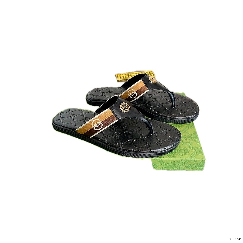 Gucci Double G Series Light Luxury Style Black Flip Flops