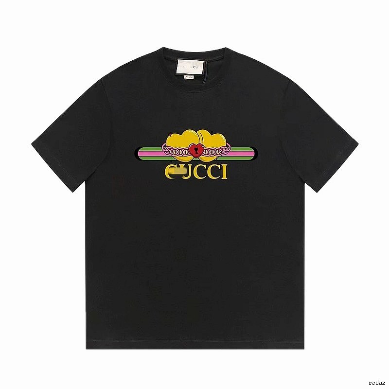 Gucci Heart Print Trendy Black Short-sleeved T-shirt