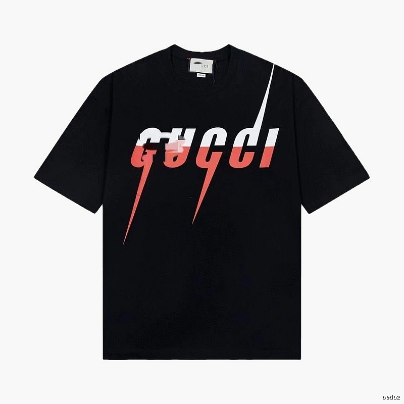 Gucci Lightning Print Trendy Style Black T-Shirt