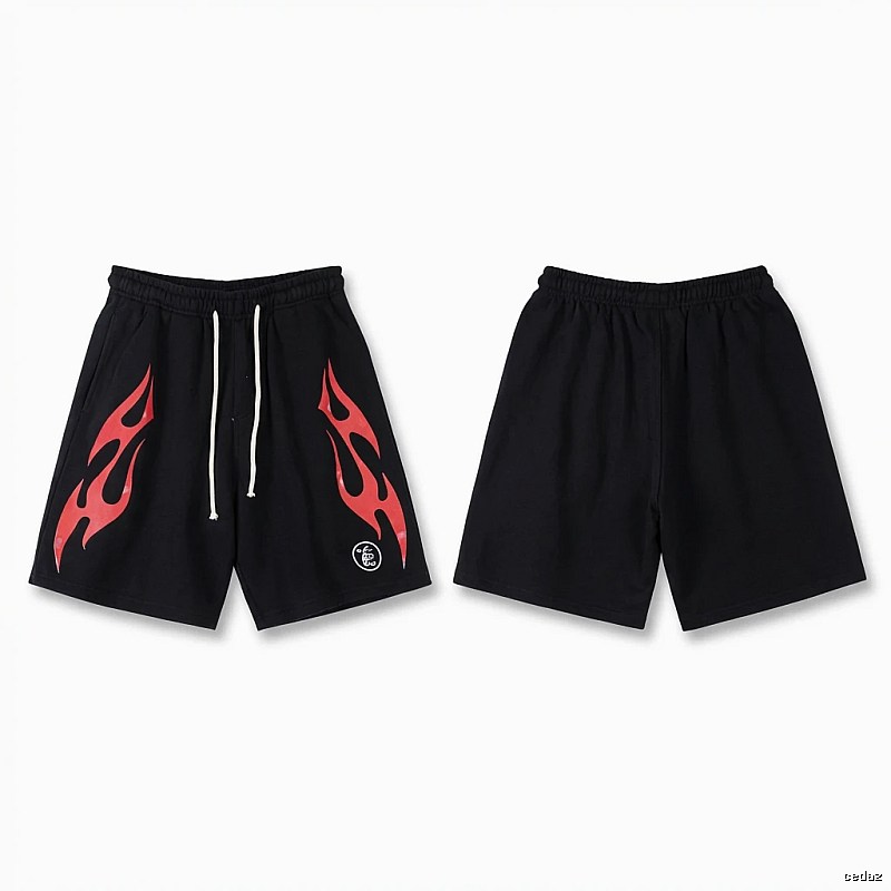 Hellstar Flame Wind Black Shorts