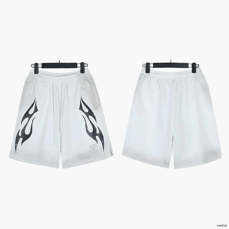 Hellstar Flame Wind White Shorts