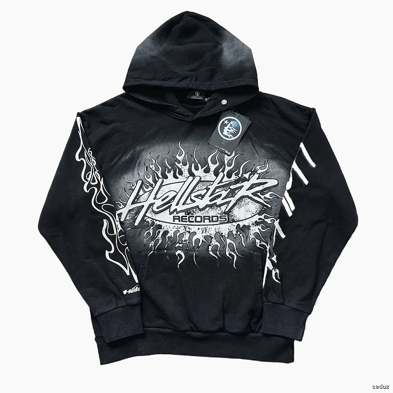 Hellstar Records Flame Wind Black Hoodie
