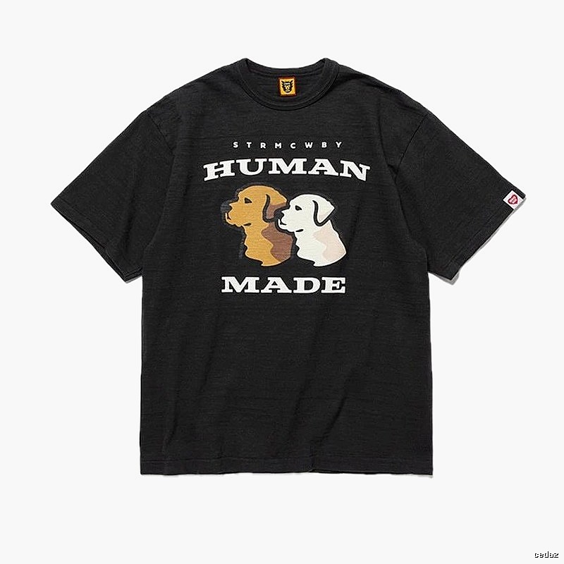 HUMAN MADE Double Dog Print Japanese Streetwear Black T-shirt