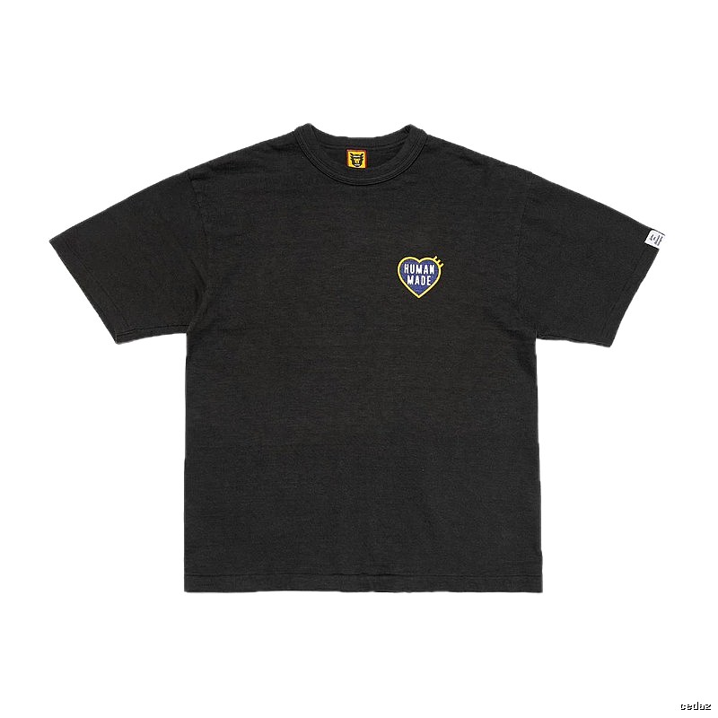 HUMAN MADE Heart Embroidered Japanese Streetwear Black T-Shirt