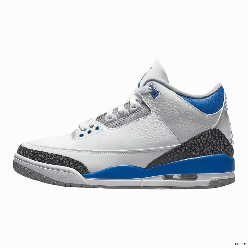 Jordan AJ3 Trendy White and Blue Athletic Shoes