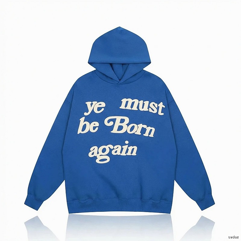 Kanye's retro-style blue hoodie
