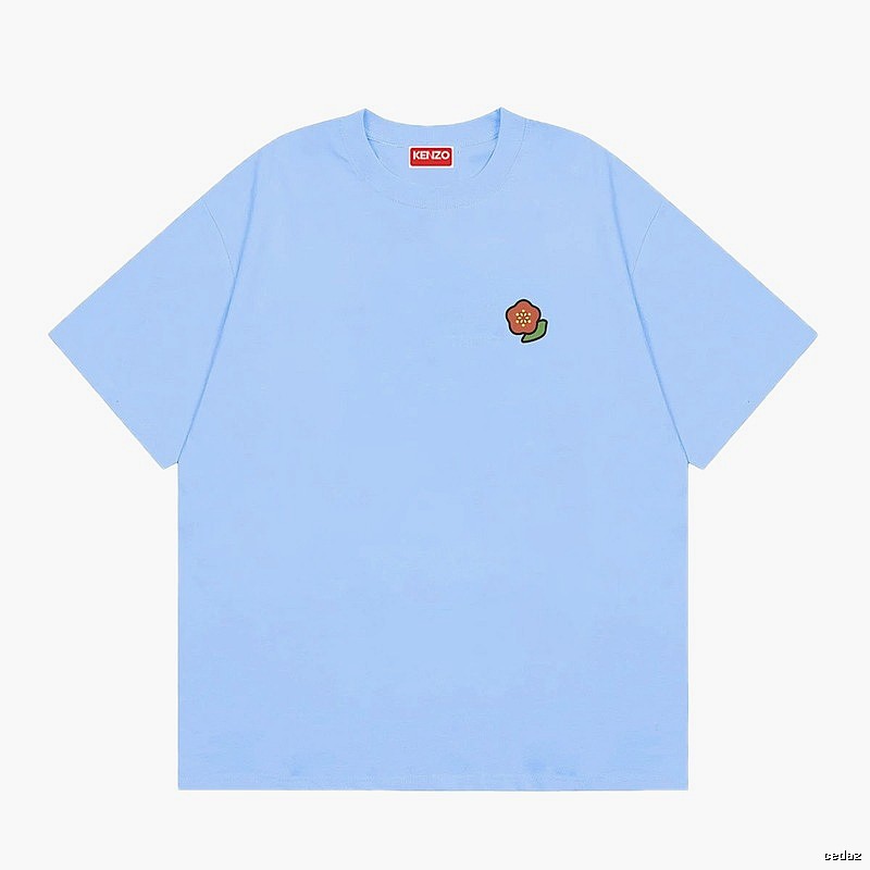 KENZO Embroidered Small Flower Casual Style Light Blue T-Shirt