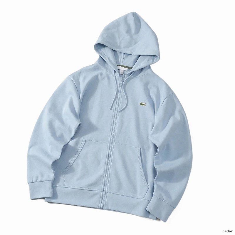 Lacoste simple style light blue hoodie