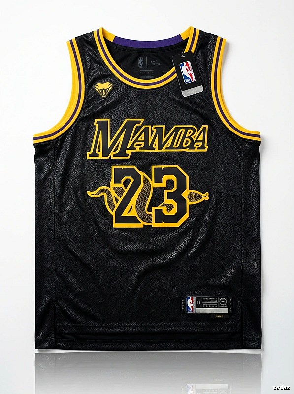 LBJ Mamba series black and yellow basketball jersey