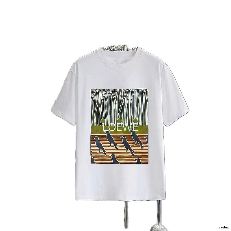 LOEWE Crow Print Streetwear-Style White T-Shirt