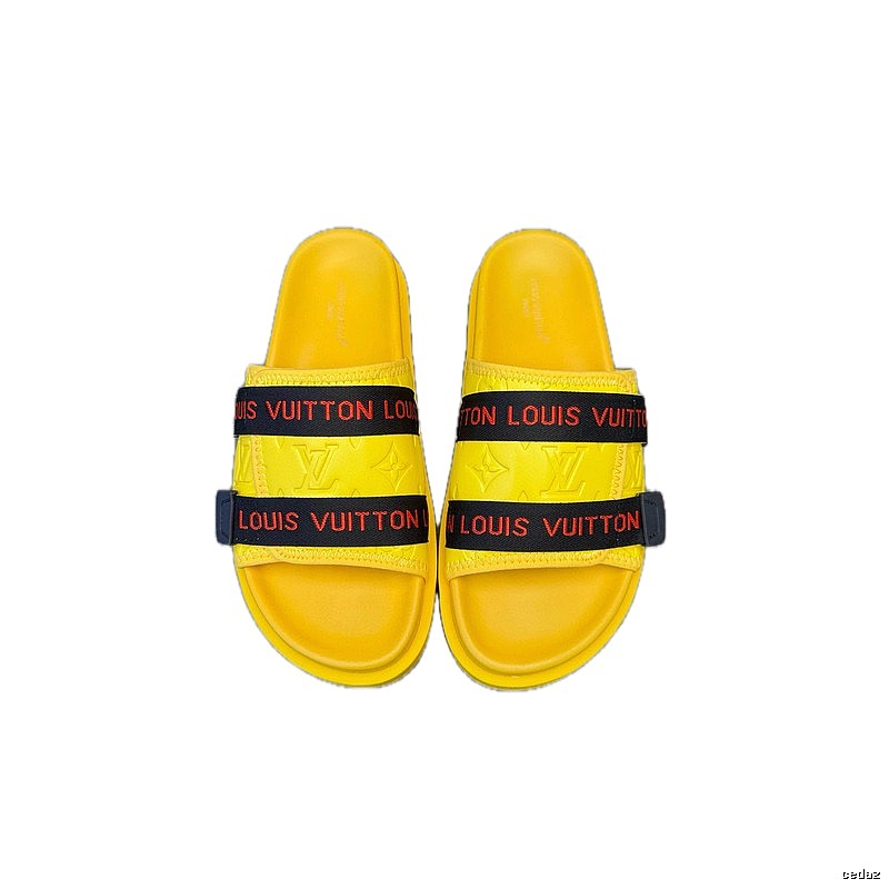 Louis Vuitton Classic Monogram Trendy Yellow Slide Sandals