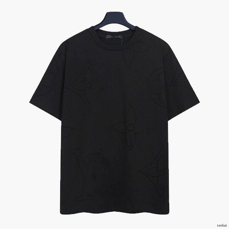 Louis Vuitton Embroidered Monogram Trendy Black T-Shirt
