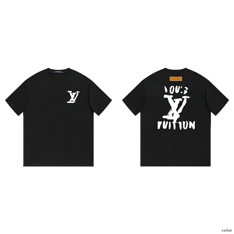Louis Vuitton Graffiti Street Style Black Short Sleeve T-shirt