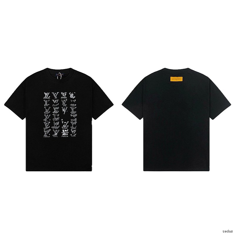 Louis Vuitton Graffiti Trend Style Black Short Sleeve T-Shirt