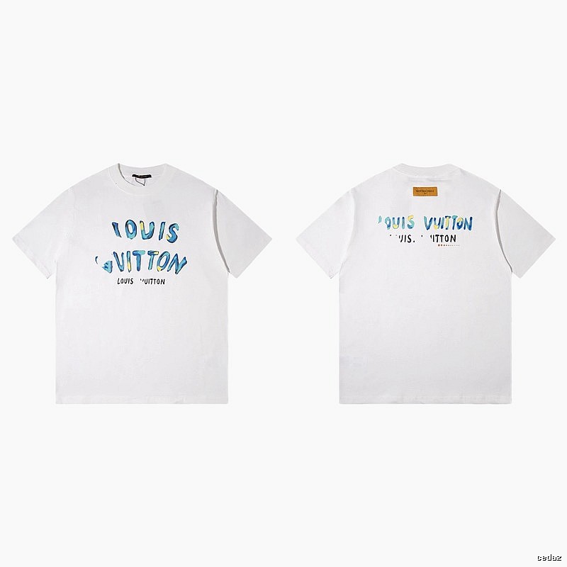 Louis Vuitton Hand-painted Graffiti Casual Style White T-shirt