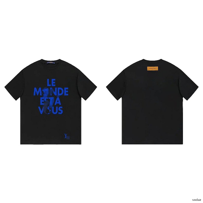 Louis Vuitton Letter Print Trendy Cool Black T-Shirt