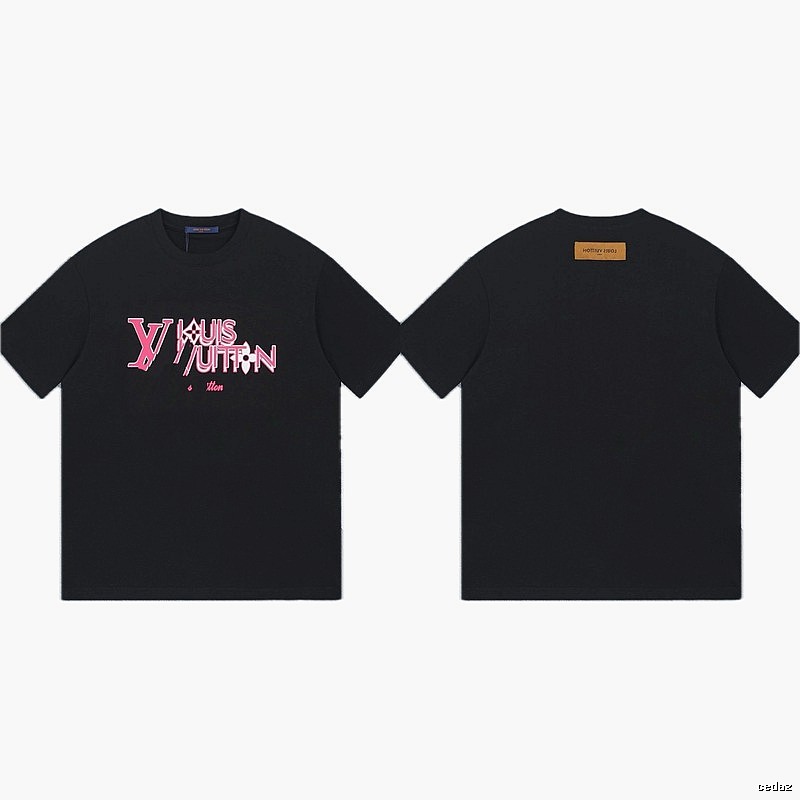 Louis Vuitton Letter Print Trendy Style Black T-shirt