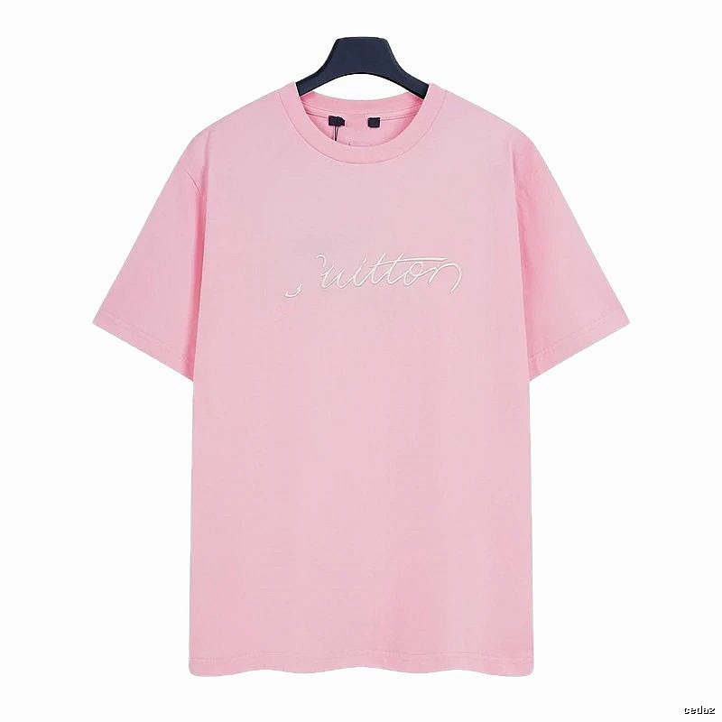 Louis Vuitton Minimalist Style Embroidered Pink T-Shirt