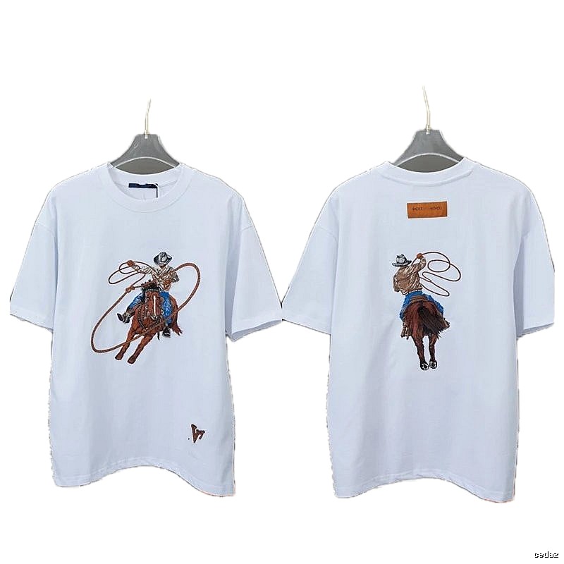Louis Vuitton Vintage Denim-Embroidered White T-shirt