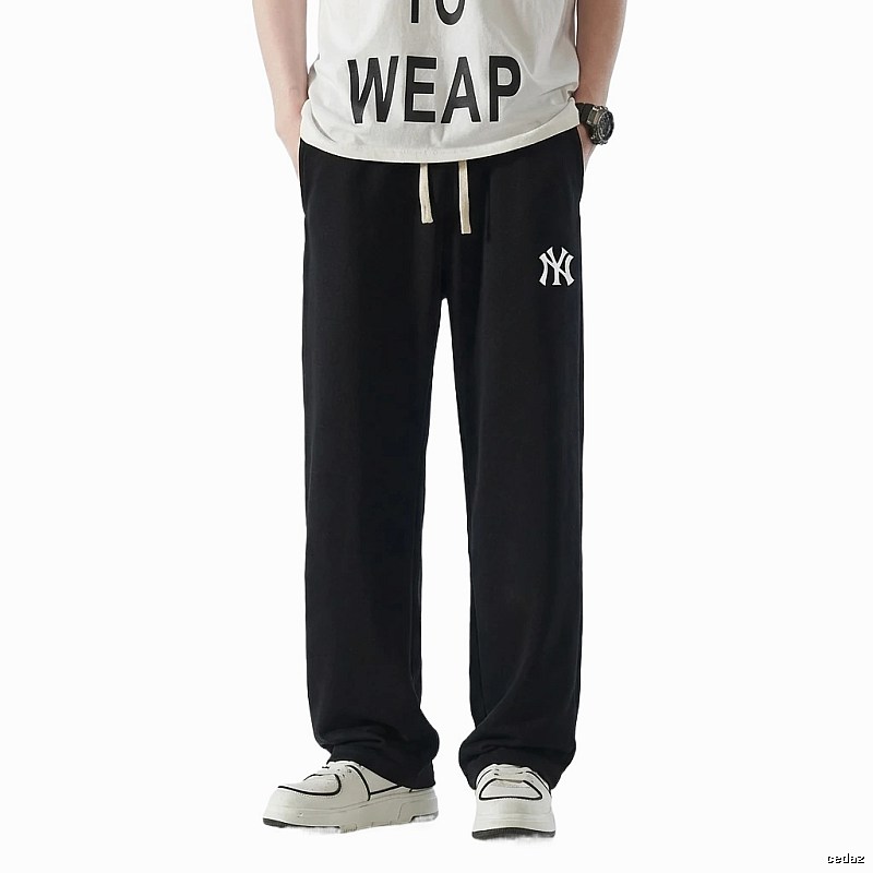 MLB fleece-lined and thickened casual black pants