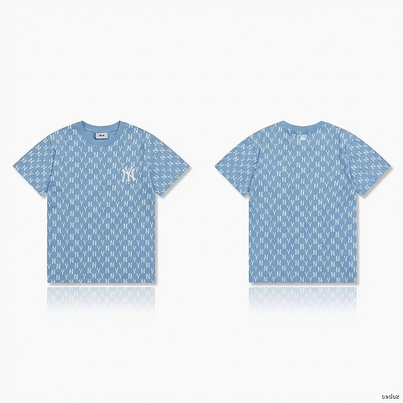MLB full - print style light blue T - shirt